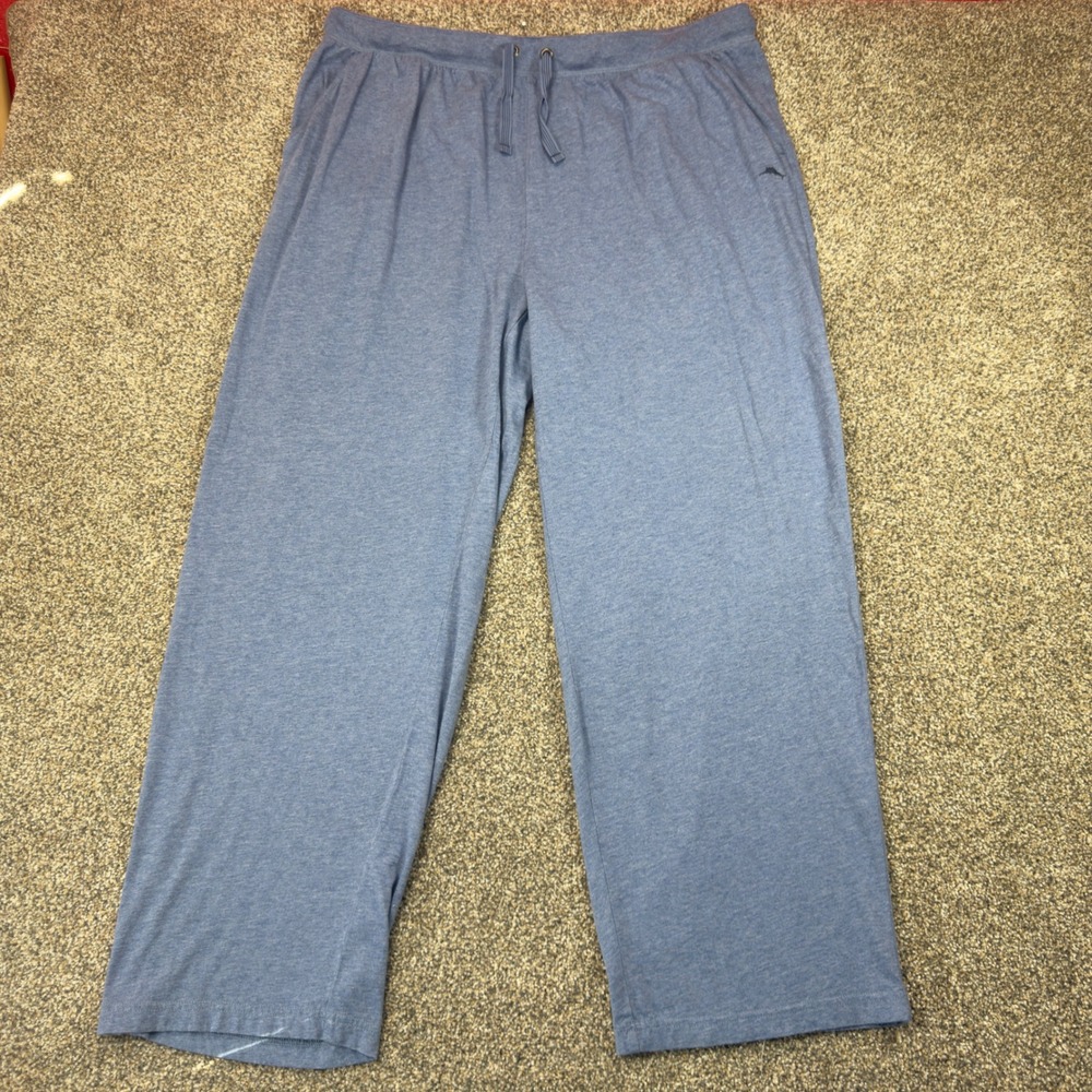 Tommy Bahama Mens XXL Blue Heathered Cotton Modal Lounge Sleep Pants Drawstring